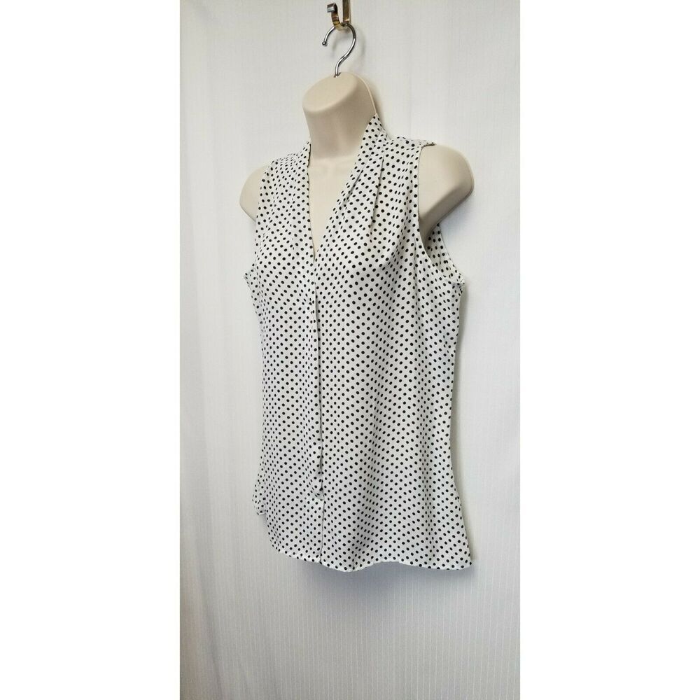 Violet & Claire Women’s White & Black Polka Dotted Sleeveless Top Size M - Picture 6 of 8